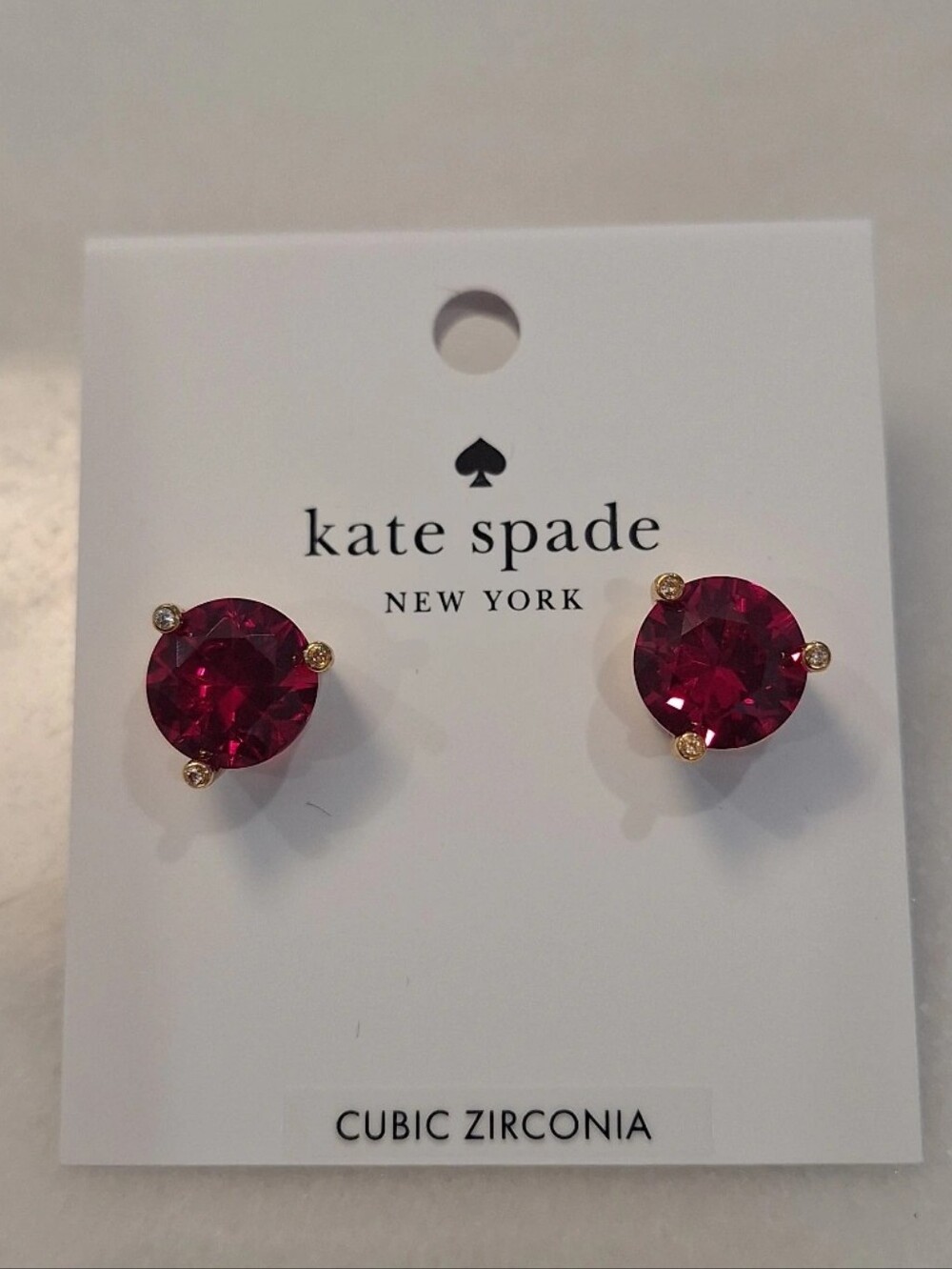 Kate Spade Red Rise & Shine Crystal Round Stud Earrings NWT